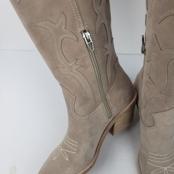 Dolce Vita Samare Western cowgirl tall Boots Suede beige Size 5 - Picture 14 of 16